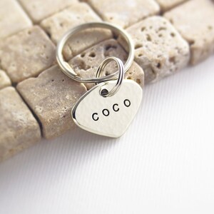 Small handmade tag for collar, cat tag, personalized dog tag, pebble shaped