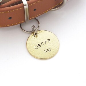 Large handmade dog tag for collar, personalized dog tag, round tag