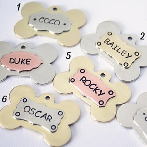 Large handmade Bone dog tag for collar, personalized dog tag