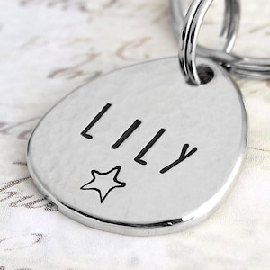 Handmade Hammered Pet ID Tag: Small Dog & Cat Collar