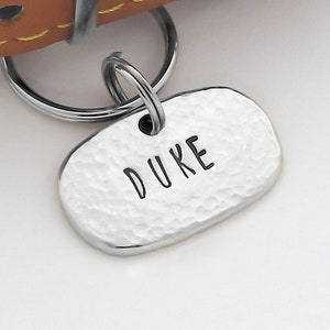 Medium handmade  dog tag for collar, personalized dog tag, rectangular (rounded) tag