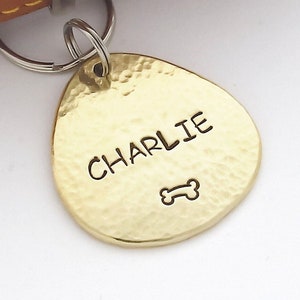 Large handmade dog tag for collar, personalized dog tag, drop shaped tag