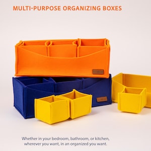 Felt Home Organizer | 3 Boxes & 3 Pockets Storage Set, 36 Colors, Lightweight Easy Clean