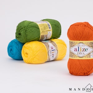 ALIZE DIVA Silk Effect, Microfiber Acrylic Yarn, Summer Sport