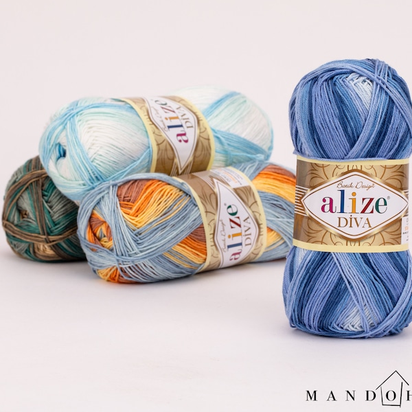 Alize Diva Batik, Acrylic Yarn - Gentle Yarn, Ideal for Knitting & Crochet, 350m, 20 Colors, Ideal for All Season Projects