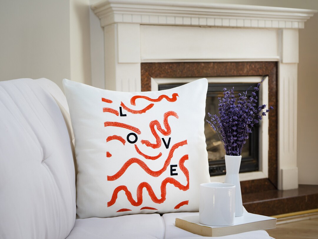 Writing Embroidered Linen Pillow Cover Embroidered Linen Pillow Cover