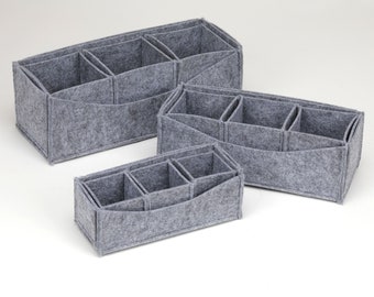 Removable Multipurpose Felt Box With 3 Pockets | 3 Sizes |  Storage Boxes | Storage Organizer Bins Set of 3 | Costum Size