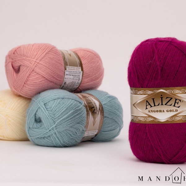 Luxuriöse Alize Angora Gold - Wollmischung - Vielseitig einsetzbar zum Stricken & Häkeln, weiche Textur, maschinenwaschbar - 550m, 63 Farben