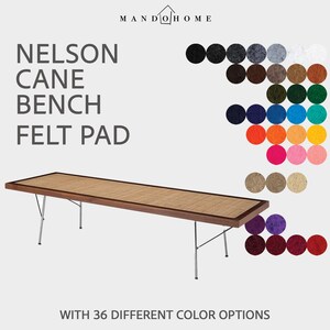 Banco Nelson Cane de 182 cm (72 pulgadas) con cojín de fieltro, grosor de espuma personalizable y opciones antideslizantes o con cordones.