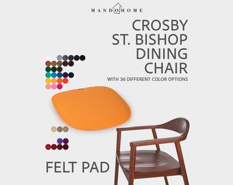 Crosby St Bishop Dining Chair Cushion, 2mm Felt Seat Pad, 36 Colors, Non Slip Option