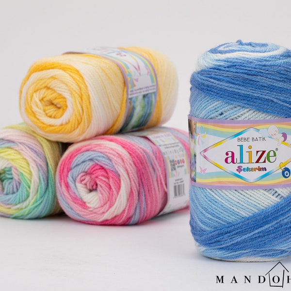 Alize Şekerim Batik Yarn - Ultra-Soft yarn for Versatile Knitting, Ideal for Baby & Home Textiles, 320m, in 63 Colors
