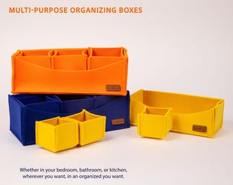 Felt Home Organizer | 3 Boxes & 3 Pockets Storage Set, 36 Colors, Lightweight Easy Clean