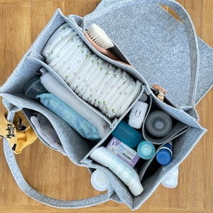 Felt Baby Bag With Compartments Multi-pocket Diaper Tote 