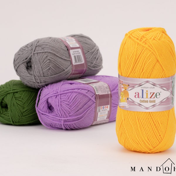 Alize Cotton Gold Yarn for Hand Knitting - Soft, Durable, 330m, 55 Cotton 45% Acrylic Blend, Perfect for All Seasons, 65 Colors