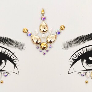 Divinebeauty Self Adhesive Gold Face Jewels/festival Jewels