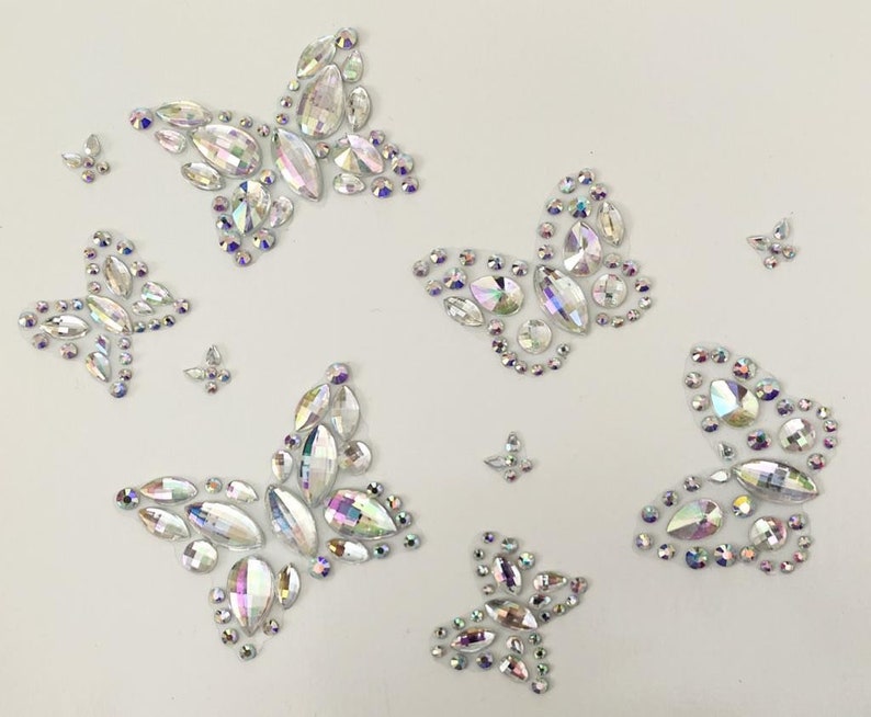 Divinebeauty Self Adhesive Iridescent Butterfly Face Jewels Etsy