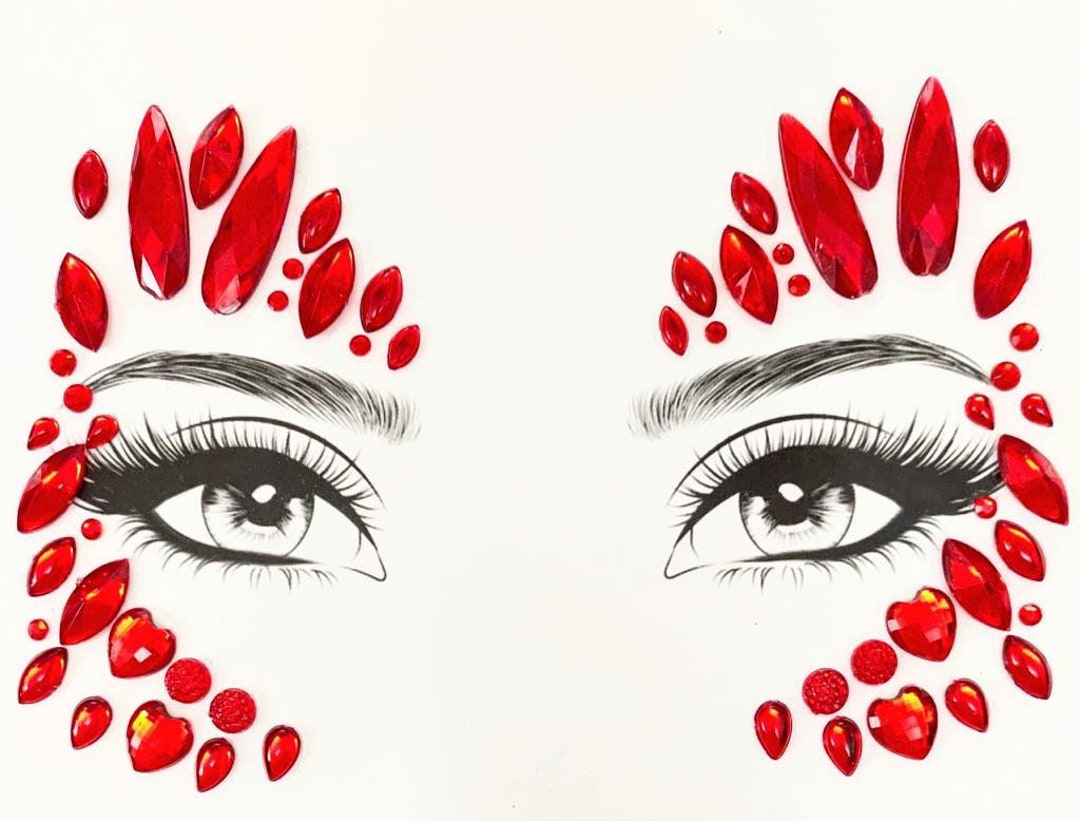 Divine Beauty Self Adhesive Red Face Jewels Etsy