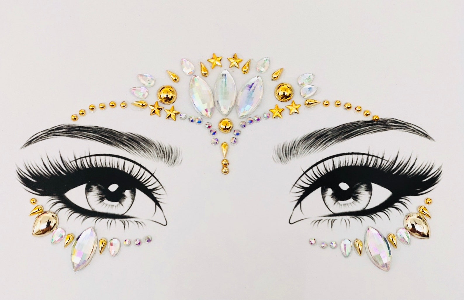 Divinebeauty Self Adhesive Gold and Iridescent Face Jewels Etsy
