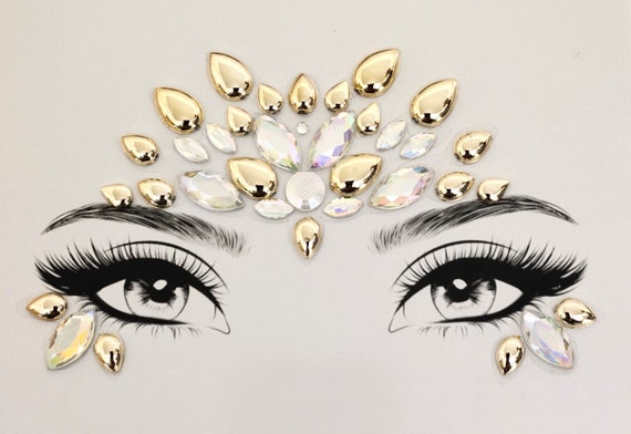 Divinebeauty Self Adhesive Gold Face Jewels/festival Jewels/crystal  Gems/party Gems 