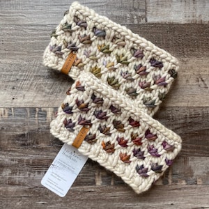 The Lotus Flower Headband, Ear Warmer, pure merino wool, handmade, hand knit,messy bun headband