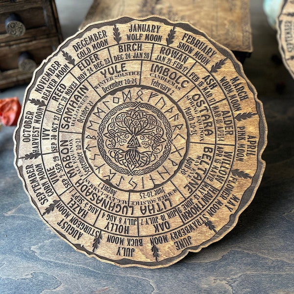 Celtic Tree of Life Calendar, Wheel Of The Year Wood Sign, Tree of Life, Pagan Calendar, Witchcraft, Witch Planner, Witch Altar, Witch Decor