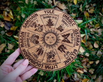 Wheel Of The Year Wood Sign, Pagan Calendar, Witchcraft, Wiccan, Witchy Planner, Wheel Of Sabbaths, Witch Altar, Witch Gifts, Witch Decor
