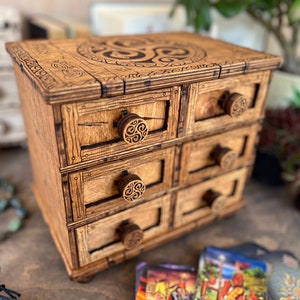 Support pour jeu de cartes de tarot, porte-cartes de tarot, boîte à tiroirs, organisation pour tarots, décoration d'autel, organiseur, boîte à bijoux,