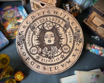 Pentagrama de tablero de péndulo, herramienta de adivinación radiestesista, decoración pagana, brujería, brujería, altar de brujas, tablero de mensajes de adivinación, decoración de Halloween