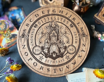 Tablero de péndulo de niña llorando, herramienta de adivinación, decoración pagana, brujería, planificador de brujas, altar de brujas, tablero de mensajes de adivinación, gótico