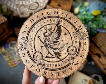 Tablero de péndulo de hadas, herramienta de adivinación, decoración pagana, brujería, brujería, altar de brujas, tablero de mensajes de adivinación, decoración de Halloween