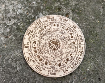 Ogham Tree calendar, Wheel Of The Year Wood Sign, Pagan Calendar, Witchcraft, Witchy Planner, Wheel Of Sabbaths, Witch Altar, Witch Decor