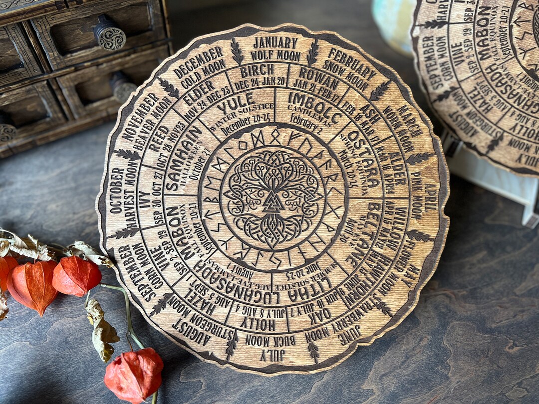Celtic Tree of Life Calendar, Wheel of the Year Wood Sign, Tree of Life