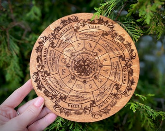 Wheel Of The Year Wood Sign, Pagan Calendar, Witchcraft, Wiccan, Witchy Planner, Wheel Of Sabbaths, Witch Altar, Witch Gifts, Witch Decor
