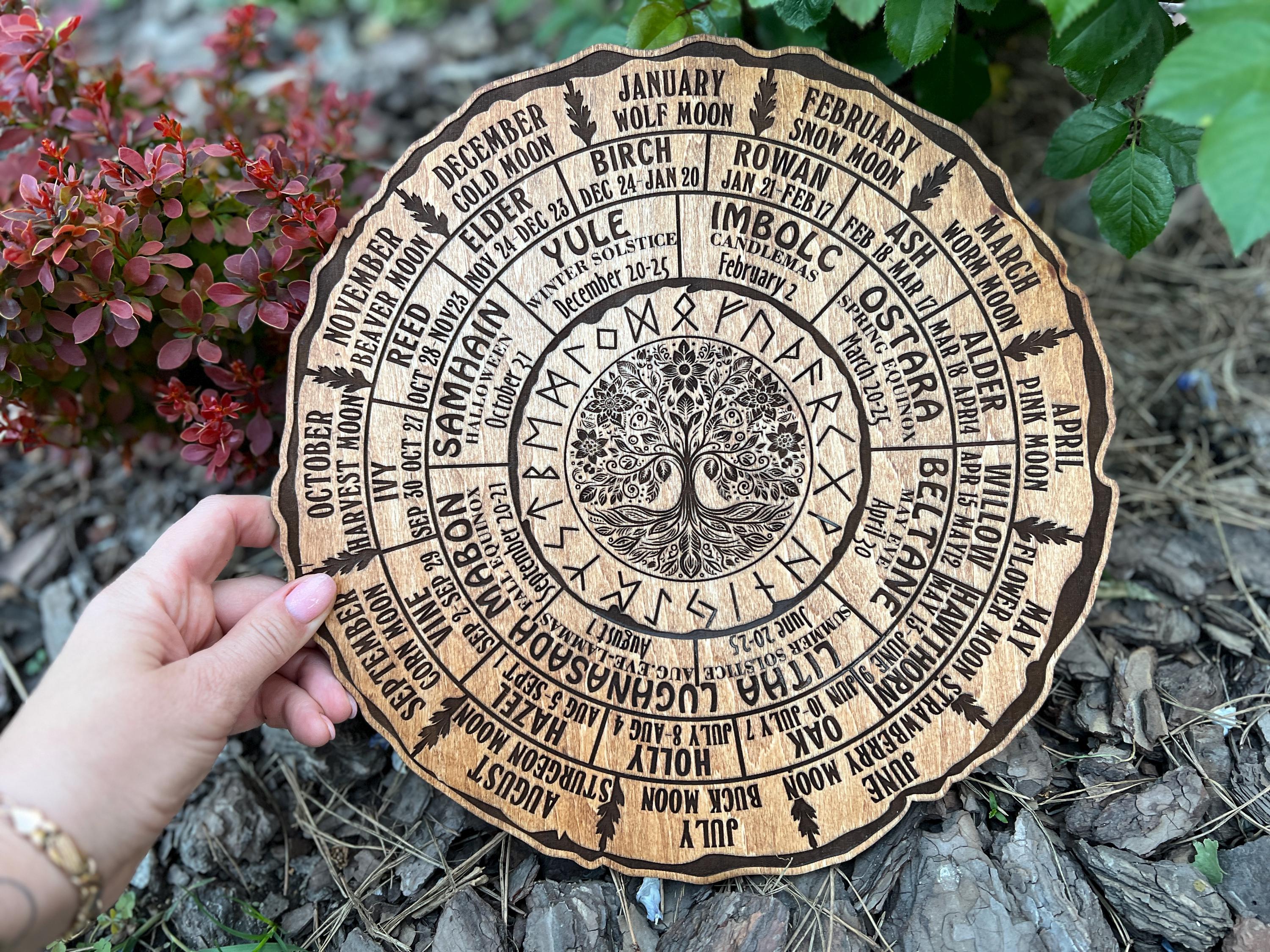 Celtic Tree of Life Calendar, Wheel of the Year Wood Sign, Tree of Life ...