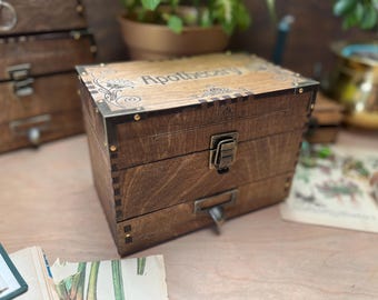 Apothecary Cabinet - Vintage Victorian Style Box with Drawer, Curio Chest, Display Cabinet, Witch Apothecary Box, Curio Cabinet