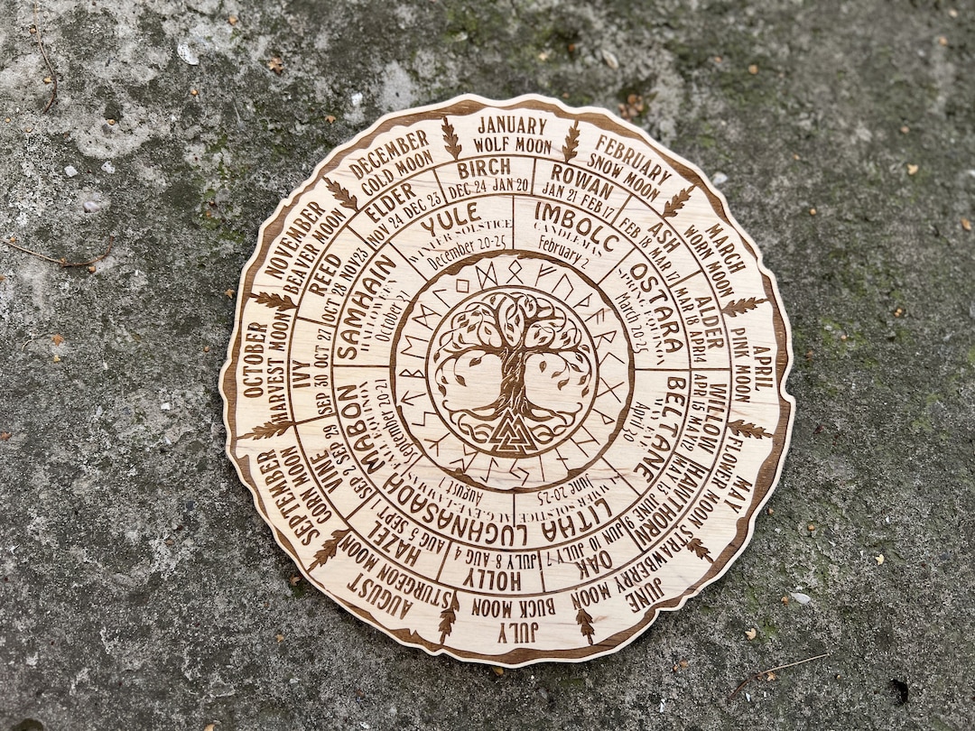Celtic Tree Calendar, Wheel of the Year Wood Sign, Tree of Life, Pagan Calendar, Witchcraft