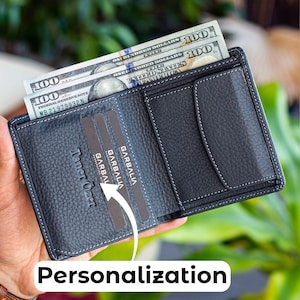 Cartera para hombre con bolsillo para monedas / Cartera de cuero personalizada como regalo para él / Cartera para monedas para hombre / Regalo del día del padre para papá y esposo