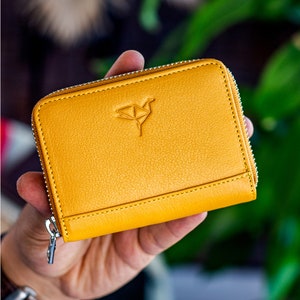 Cartera de piel para hombre con monedero, cartera pequeña de piel para mujer, cartera de piel con cierre de cremallera y monedero, cartera de diseño unisex