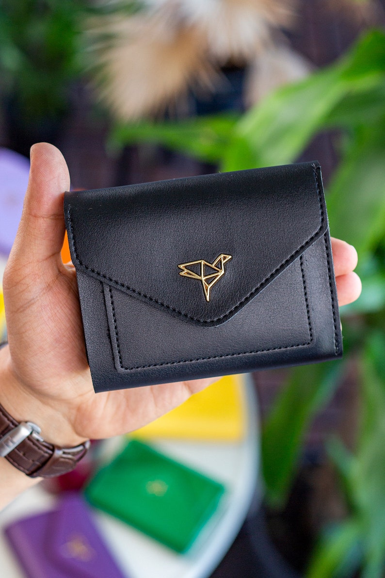 Vegan Leather Women Wallet With Zipper Coin Pocket Small Etsy