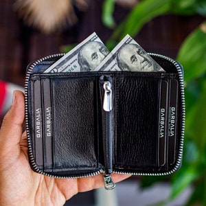 Cartera para hombre con monedero / Cartera de cuero personalizada para ella / Mujer Cartera pequeña con cierre de cremallera