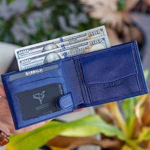 Billetera personalizada con bolsillo para monedas para hombres / Billetera de cuero para hombres / Regalo del Día del Padre para él