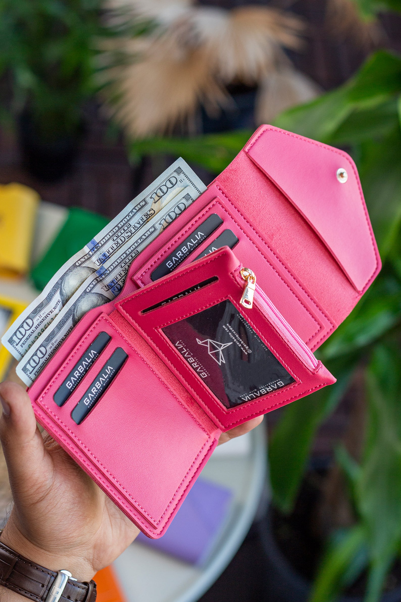 Vegan Leather Women Wallet With Zipper Coin Pocket Small Vegan Leather