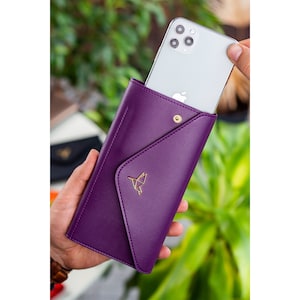 Billetera de teléfono de cuero vegano para mujeres / billetera para ella con muchos colores / se adapta a todas las series de iPhone