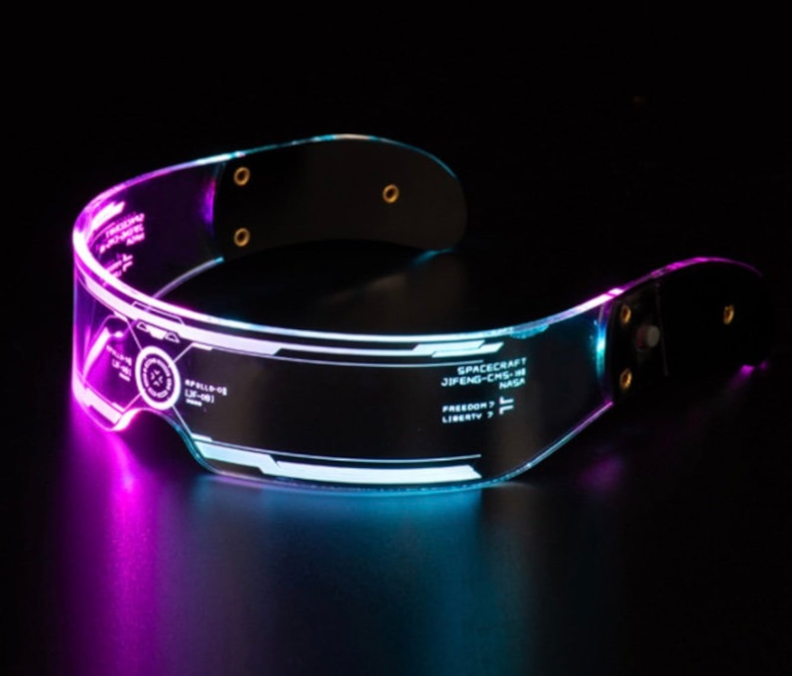 Cyberpunk Rave Glasses Futuristic Led Neon Goggles Electronic Etsy