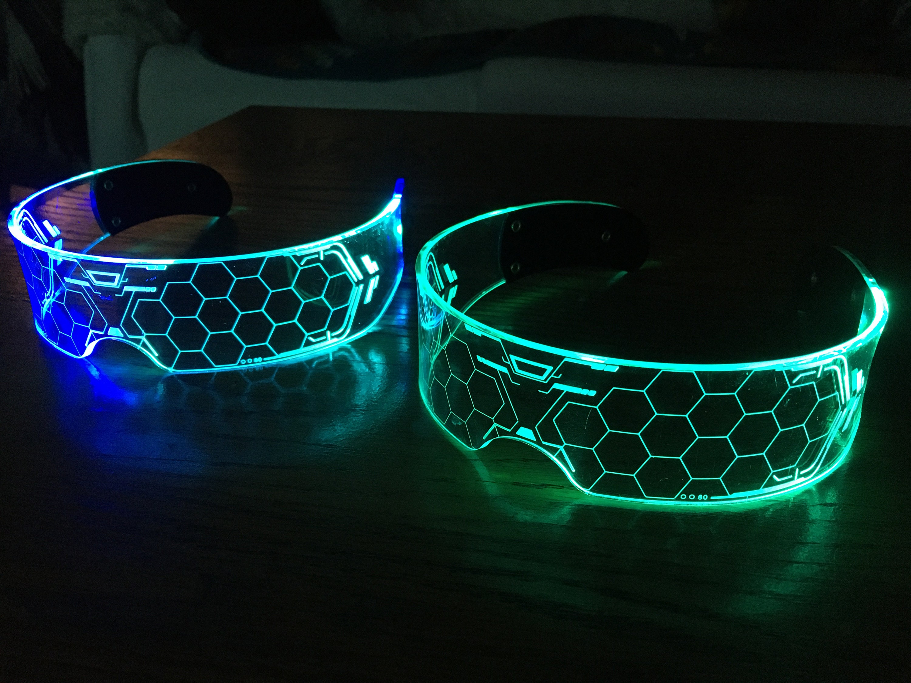 Rave Neon LED Light up Glasses Cyberpunk Goggles Futuristic Etsy