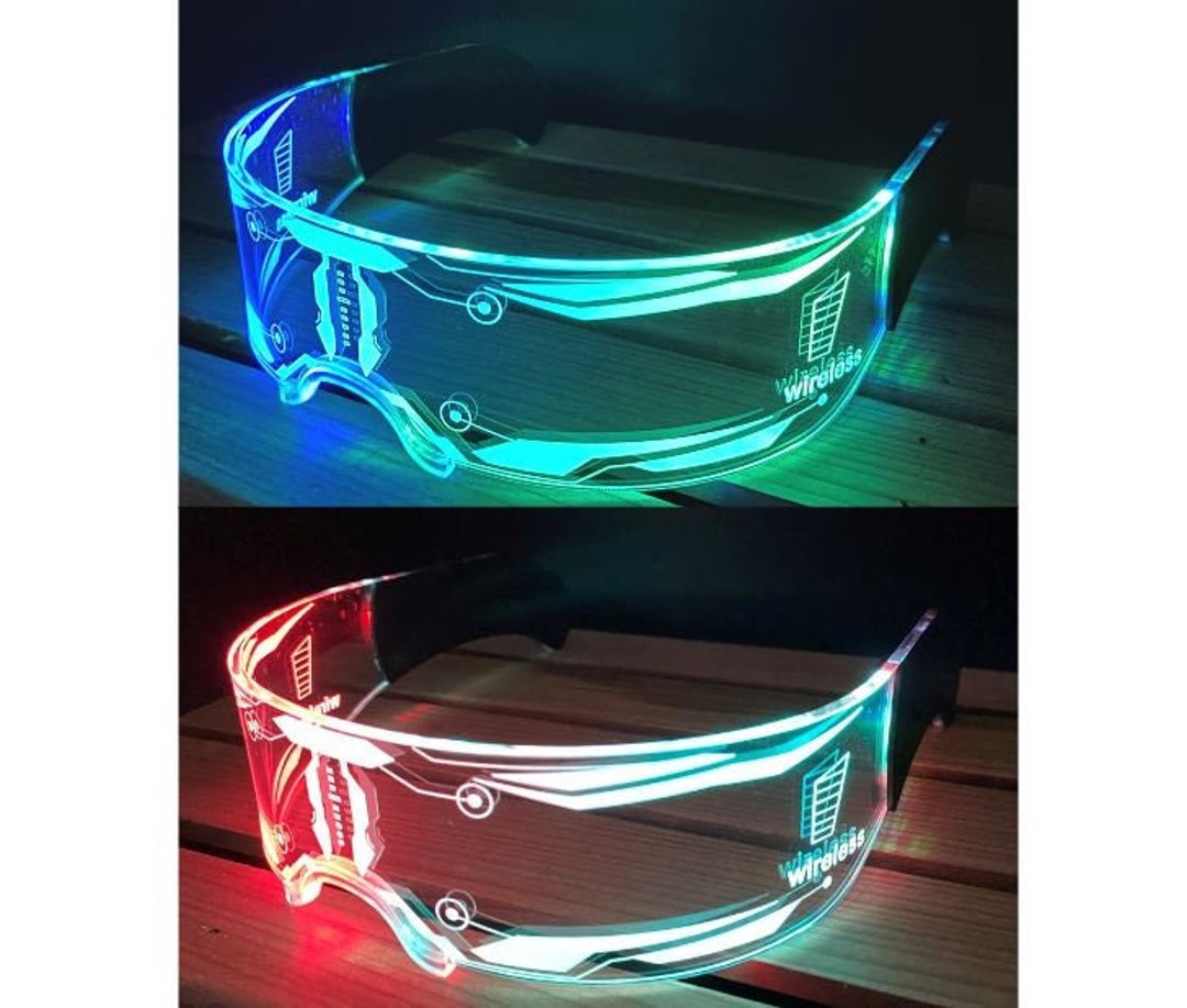 2 Pairs Led Acrylic Glasses Light up Visor Rave Glasses Neon Etsy