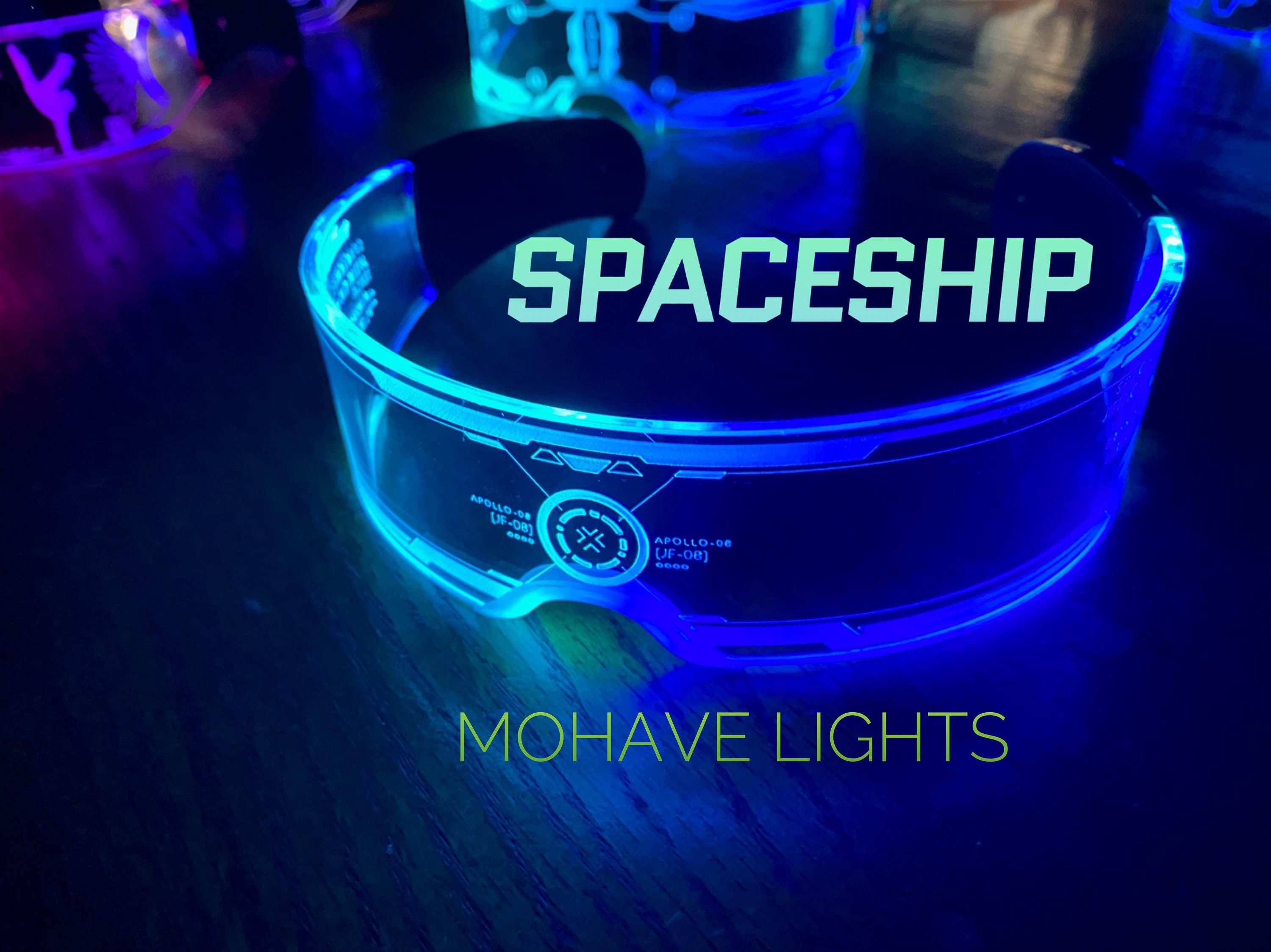 Led Light up Rave Glasses, Futuristic Style Glasses Glowing Party Supply  with 7