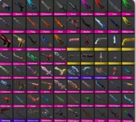 MM2 Small Set Every Ancient Godly and Vintage Knife/gun Etsy