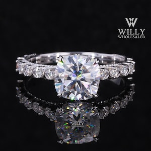 Milgrain Designer Cathedral Set Engagement Ring, Vintage Style Art Deco Wedding Ring, 1/ 2/ 3 Carat Cushion Cut Moissanite Anniversary Ring