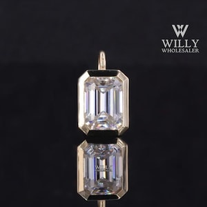 Full Bezel Set Solitaire Pendant, Fiery 1/ 1.6/ 2.4 Carat Emerald Cut Moissanite Engagement Pendant, Daily Wear Pendant, Daughter&#39;s Day Gift